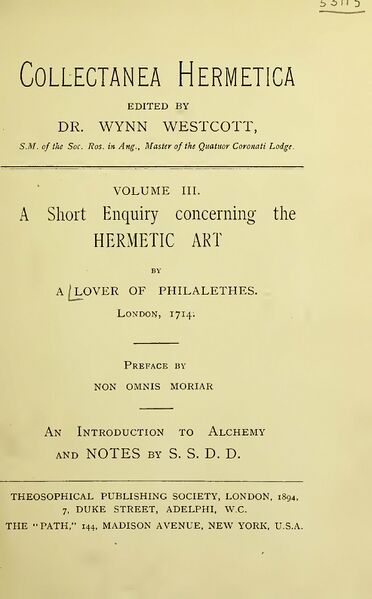 372px-A_Short_Enquiry_Concerning_the_Hermetic_Art_-_W_W_Westcott_(1894)-3_page-0001 Collectanea Hermetica