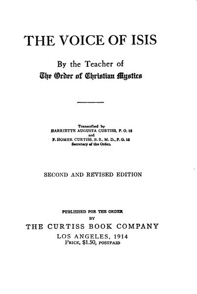 401px-The_Voice_Of_Isis_-_H_A_&_F_H_Curtiss_(1914)-4_page-0001 The Voice of Isis