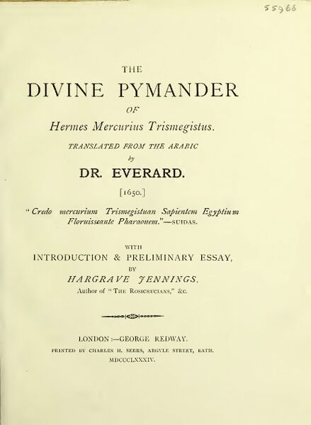 439px-The_Divine_Pymander_of_Hermes The Divine Pymander of Hermes Trismegistus