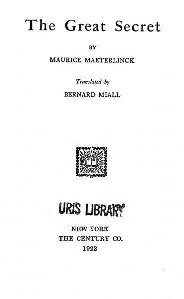 369px-The_Great_Secret_-_M_Maeterlinek_(1922)-3_page-0001 The Great Secret