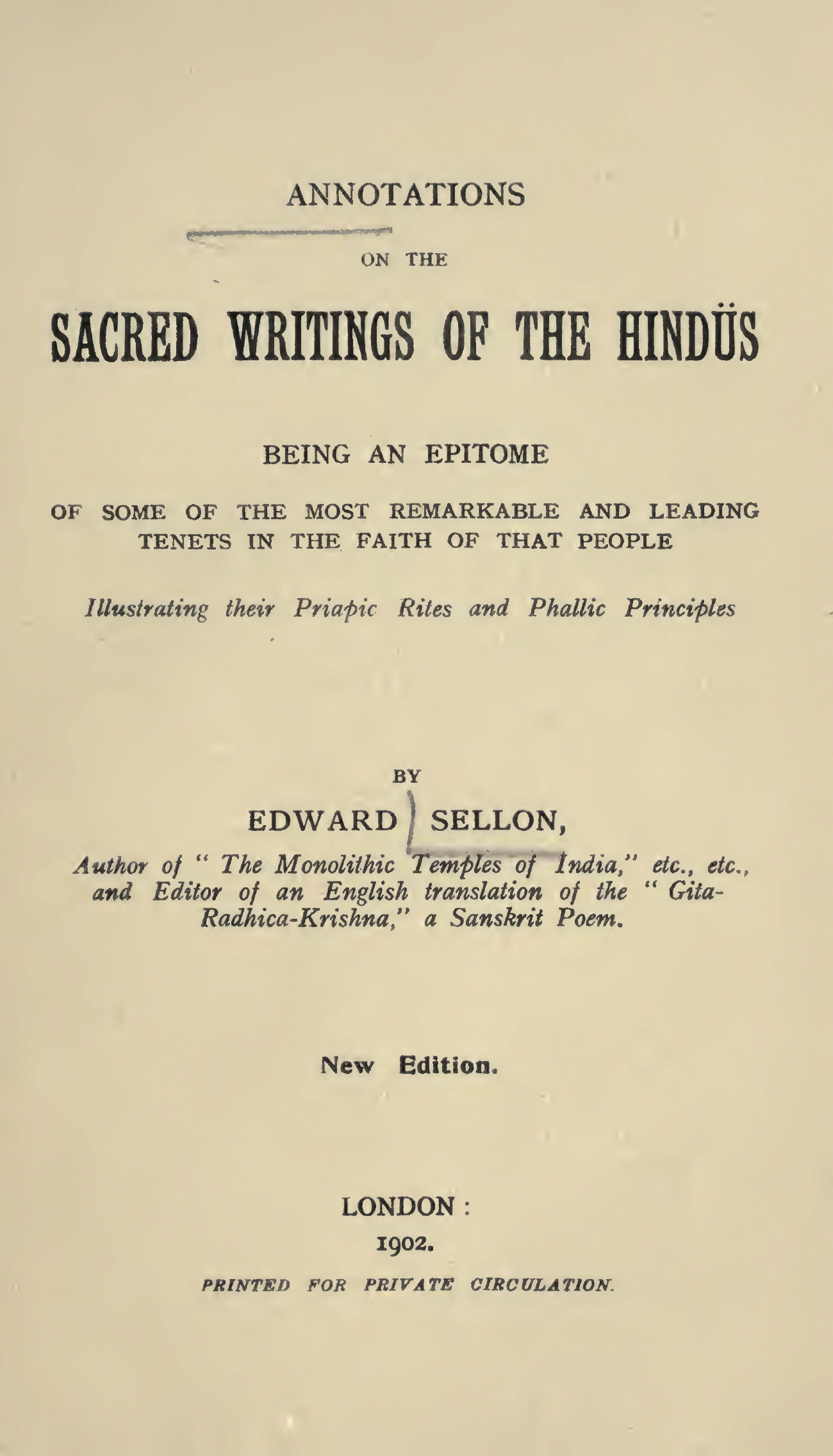 The Sacred Writings of the Hindus - E Sellon (1902)-3_page-0001 Annotations on the Sacred Writings of the Hindus